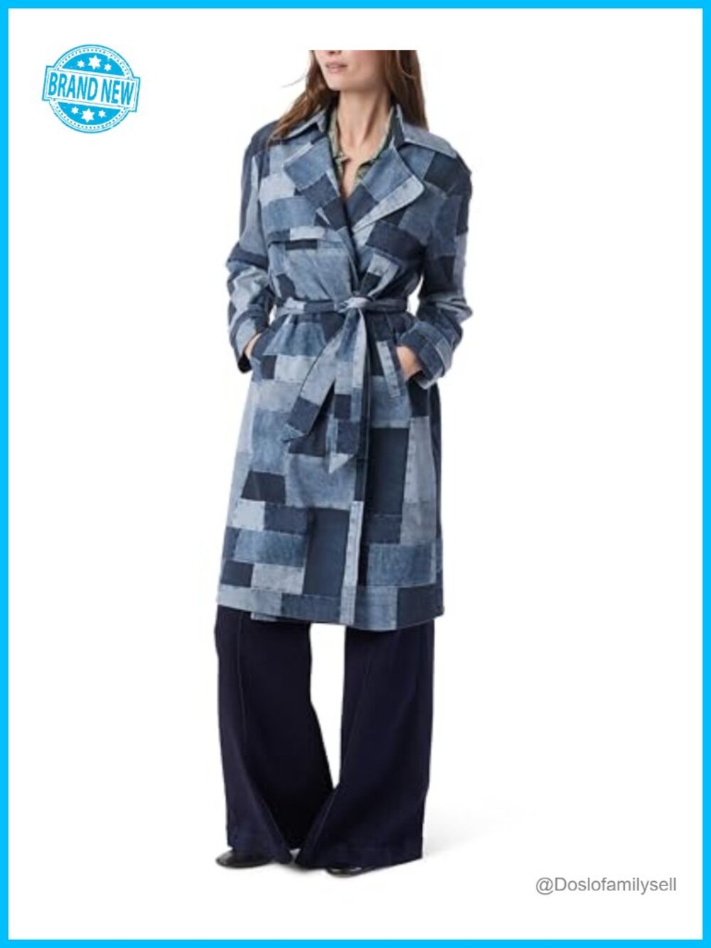 Notch Collar Belted Tie Trench Coat Knee Length Long Sleeve